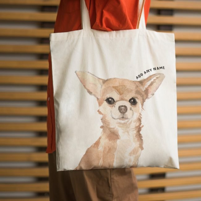 Personalised Chihuahua Dog Cotton Shopper Tote Bag - Add a Name - Custom Pet  Owner Gift