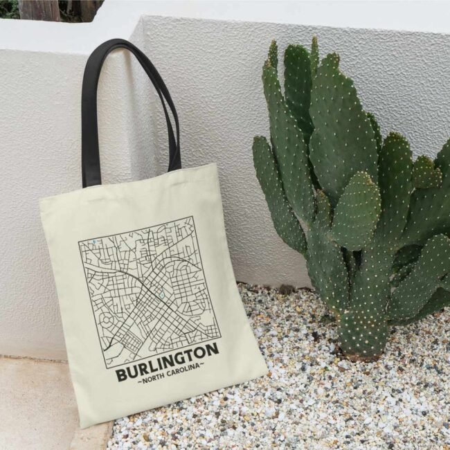 Burlington North Carolina USA City Map Cotton Shopper Tote Bag Super Cool Totes